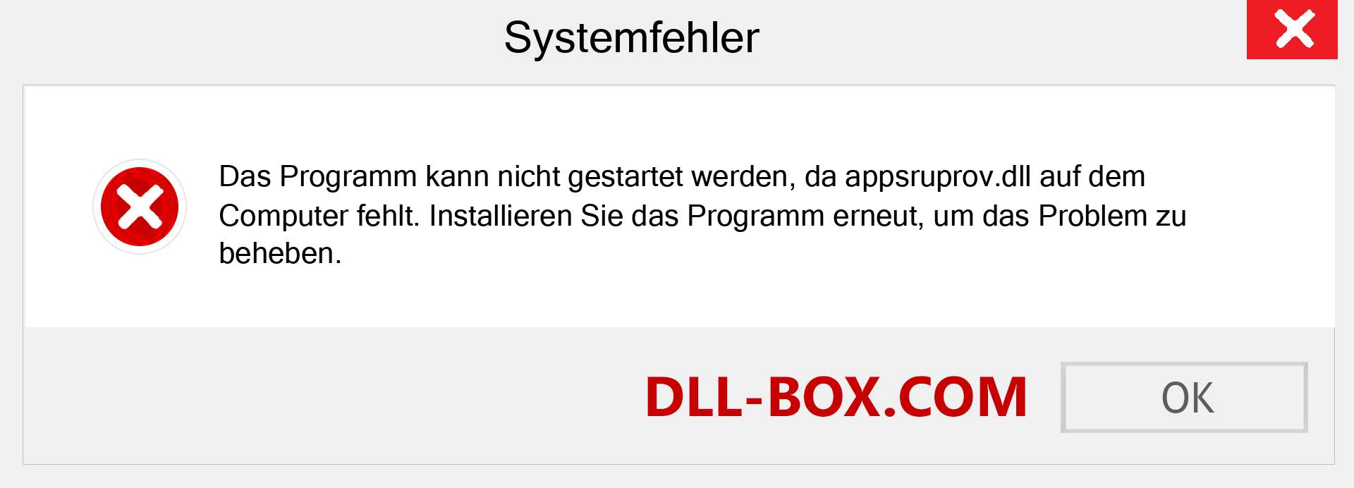 appsruprov.dll-Datei fehlt?. Download für Windows 7, 8, 10 - Fix appsruprov dll Missing Error unter Windows, Fotos, Bildern