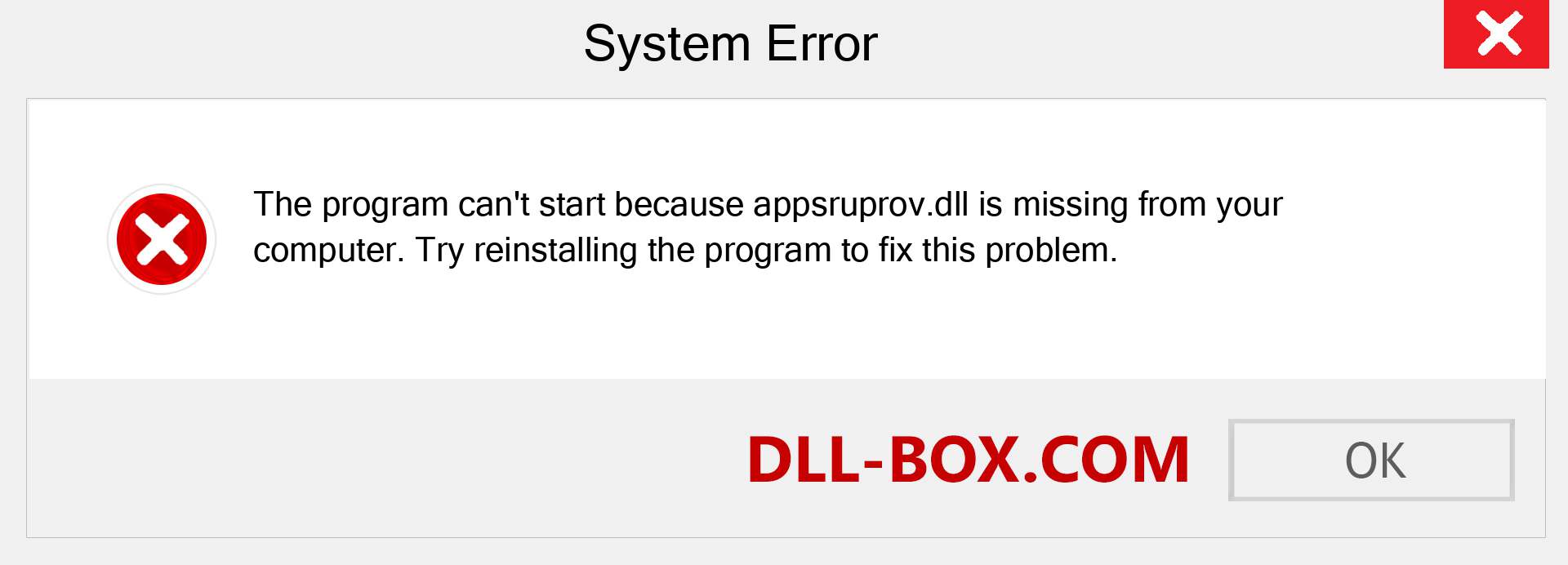  appsruprov.dll file is missing?. Download for Windows 7, 8, 10 - Fix  appsruprov dll Missing Error on Windows, photos, images