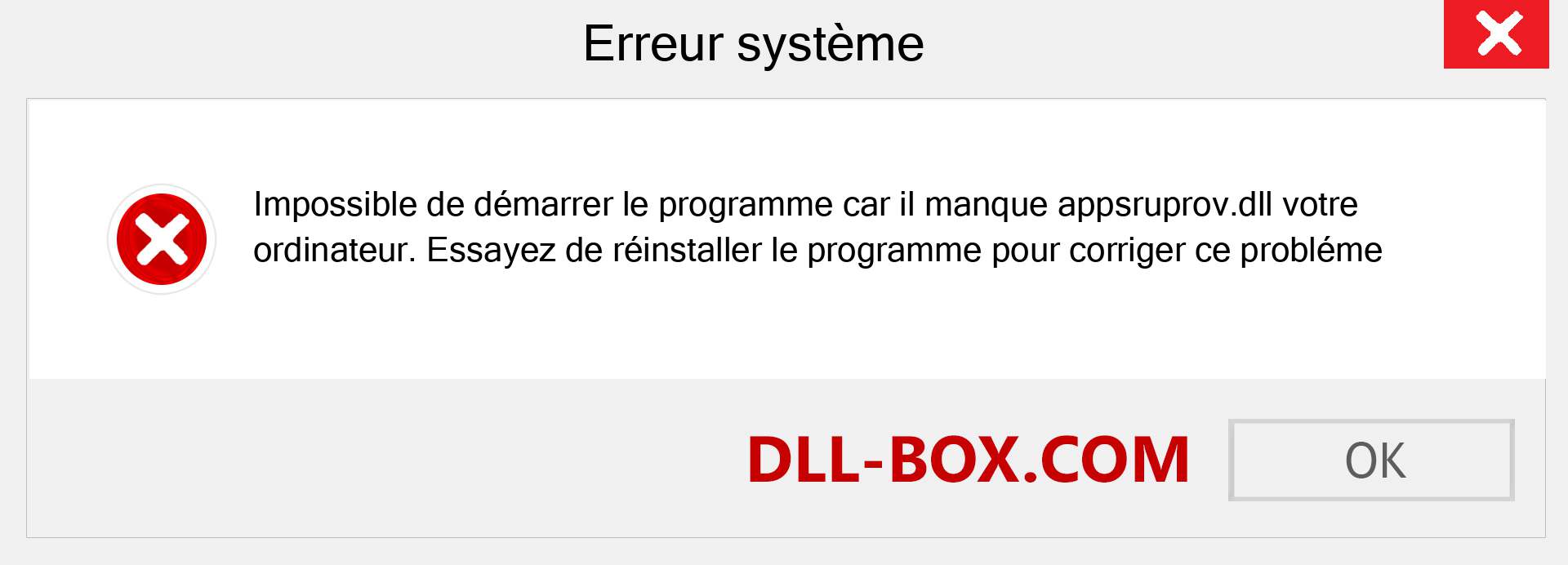 Le fichier appsruprov.dll est manquant ?. Télécharger pour Windows 7, 8, 10 - Correction de l'erreur manquante appsruprov dll sur Windows, photos, images